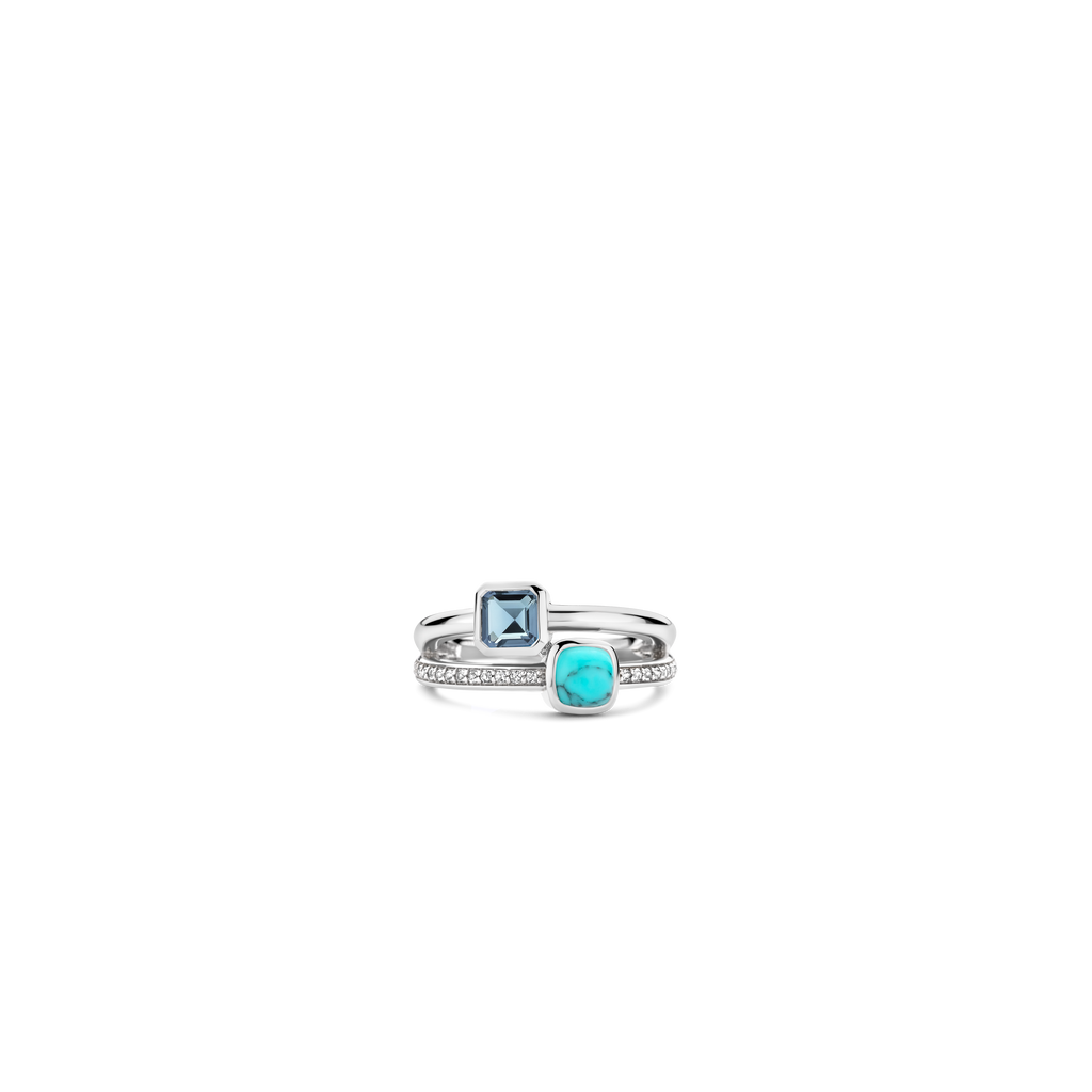 Ti Sento Milano Bague Coussin et rectangle 12326DB