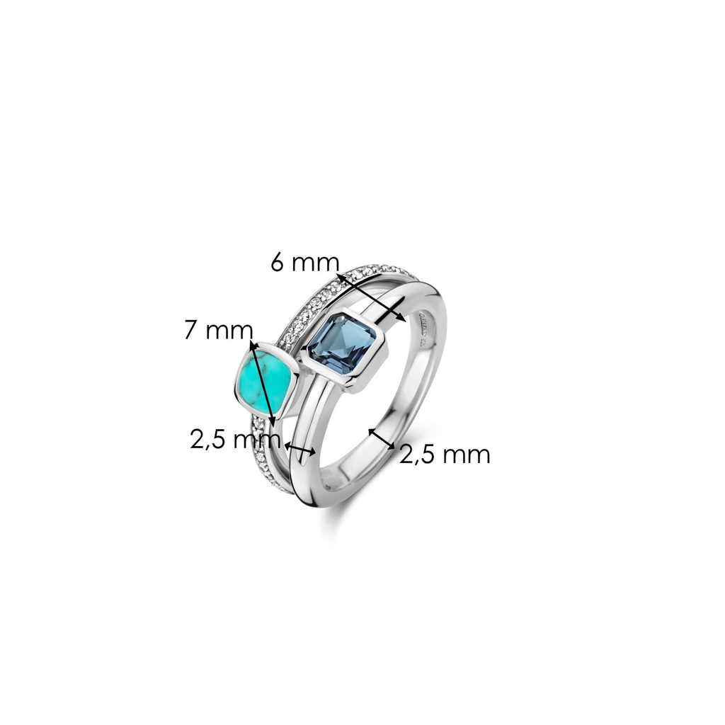 Ti Sento Milano Bague Coussin et rectangle 12326DB