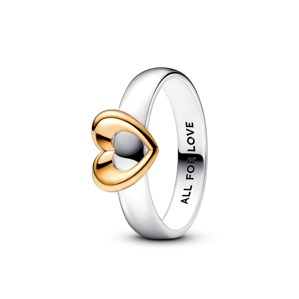 Pandora Moments Stralende tweekleurige schuivend hartring 162504C00
