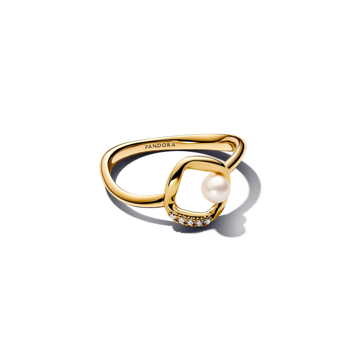 Pandora Essence Bague Cercle Pavé de Forme Organique & Perle de Culture d'Eau Douce Traitée 163831C01