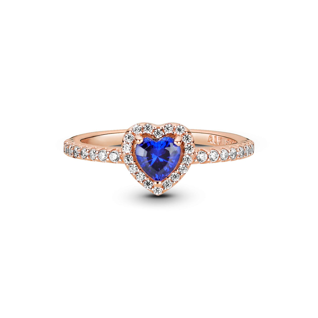 Pandora Timeless Bague Cœur Surélevé Bleu Scintillant 188421C01