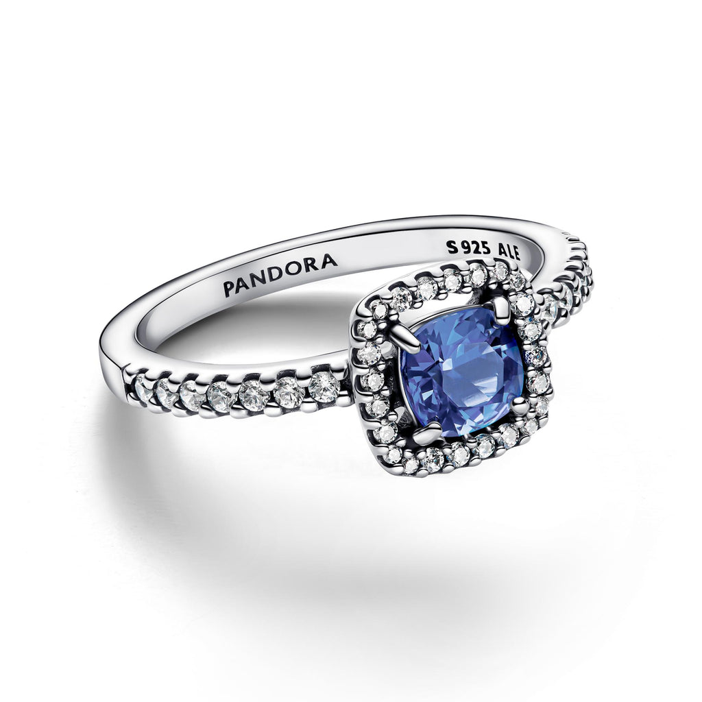 Pandora Timeless Bague Halo Bleu Carré Scintillant 193555C01