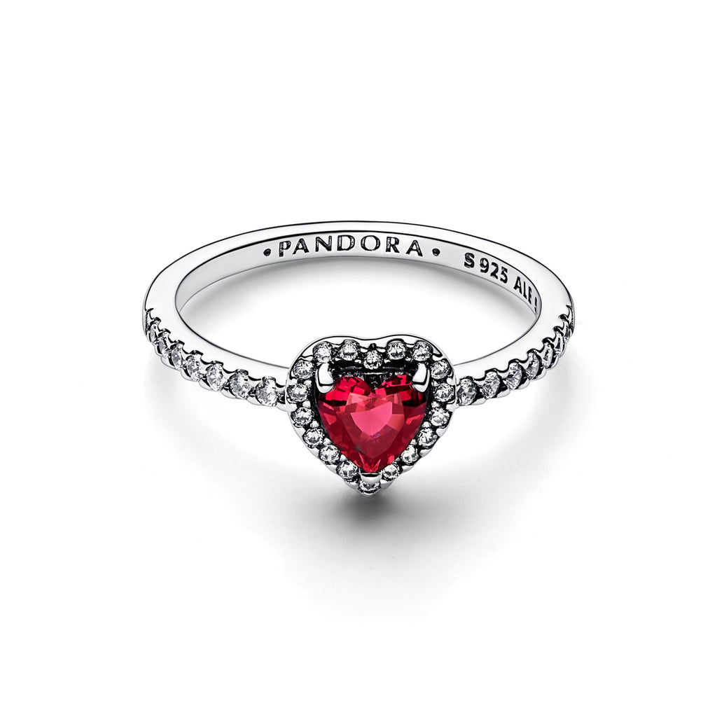 Pandora Timeless Bague Cœur Rouge Surélevé Scintillant 198421C02