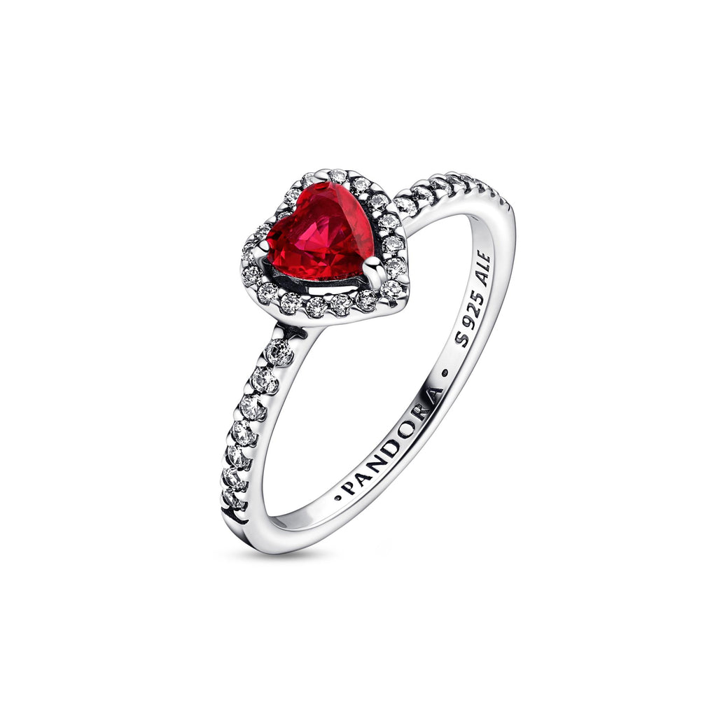Pandora Timeless Bague Cœur Rouge Surélevé Scintillant 198421C02