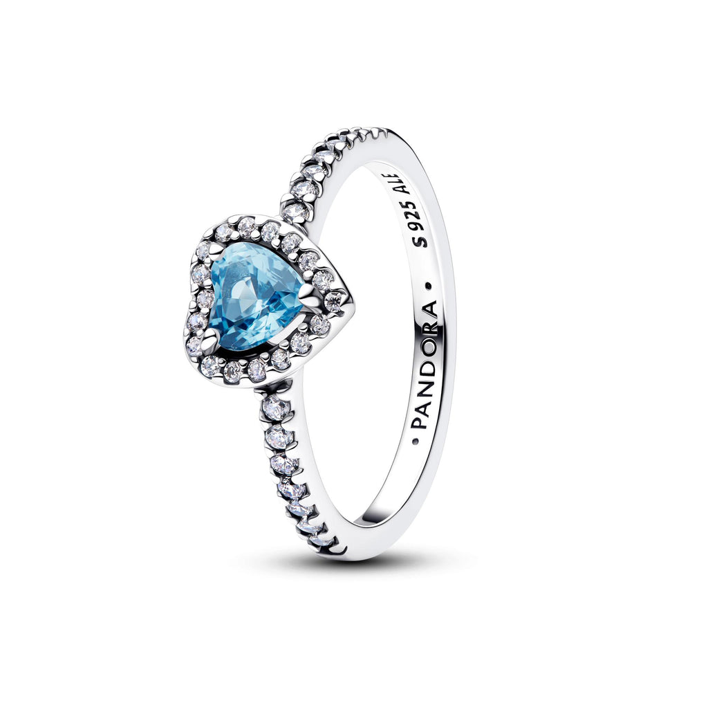 Pandora Timeless Bague Cœur Bleu Clair Surélevé 198421C10