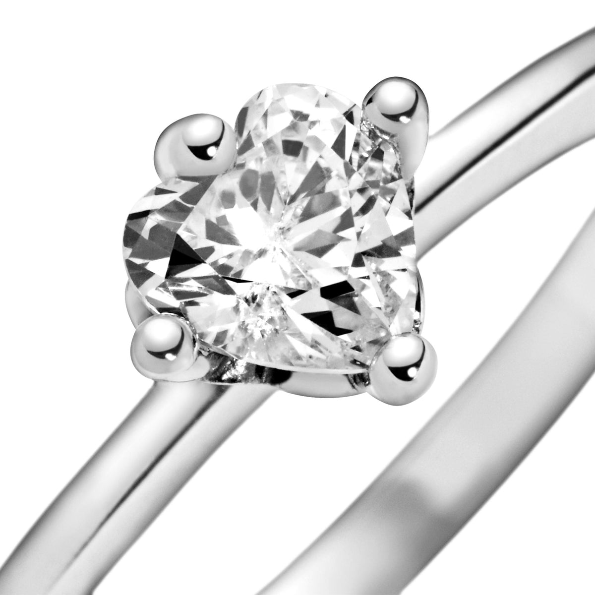 Pandora Moments Bague Solitaire Cœur Incolore 198691C01