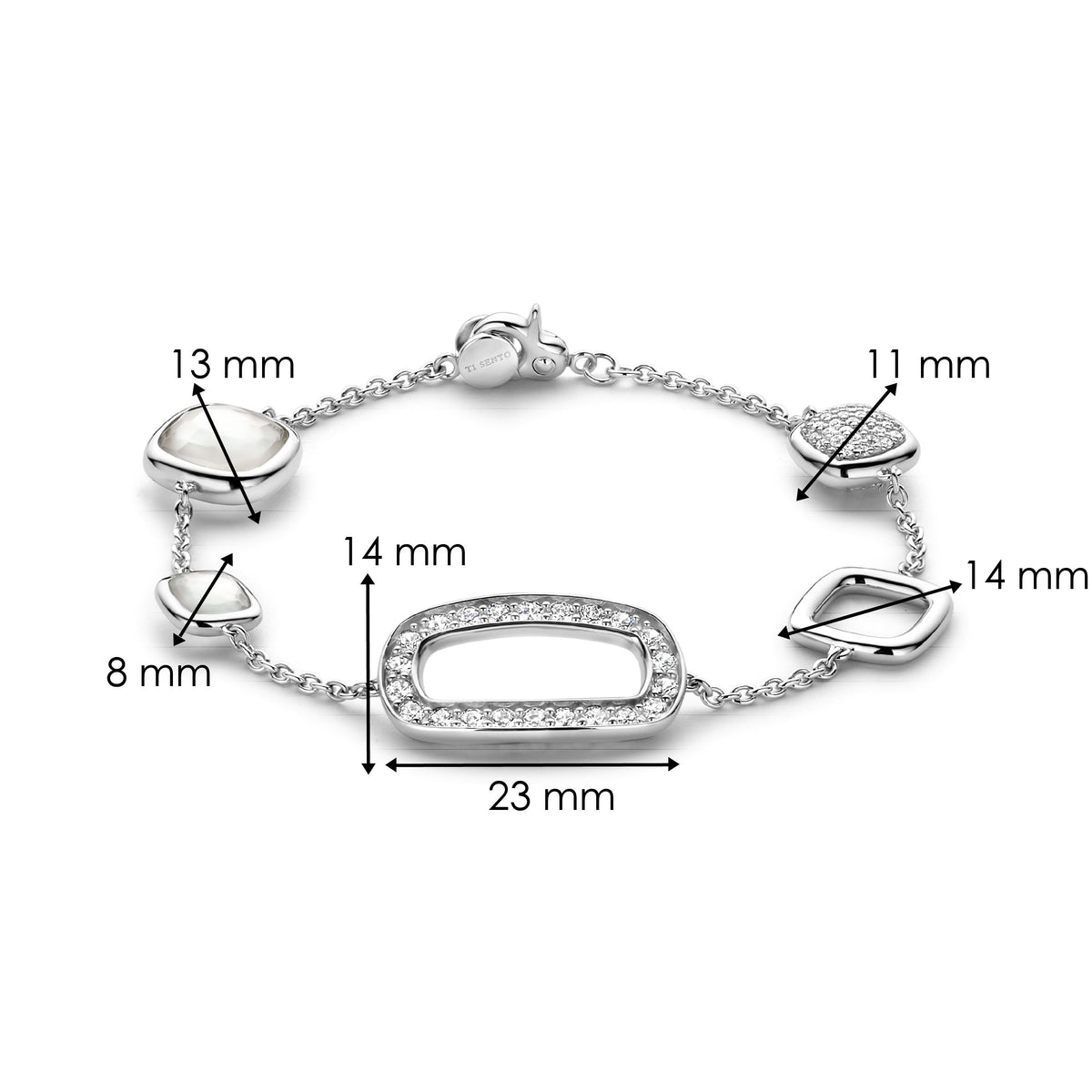 Ti Sento Milano Bracelet à charms Coussin et rectangle 23065ZI