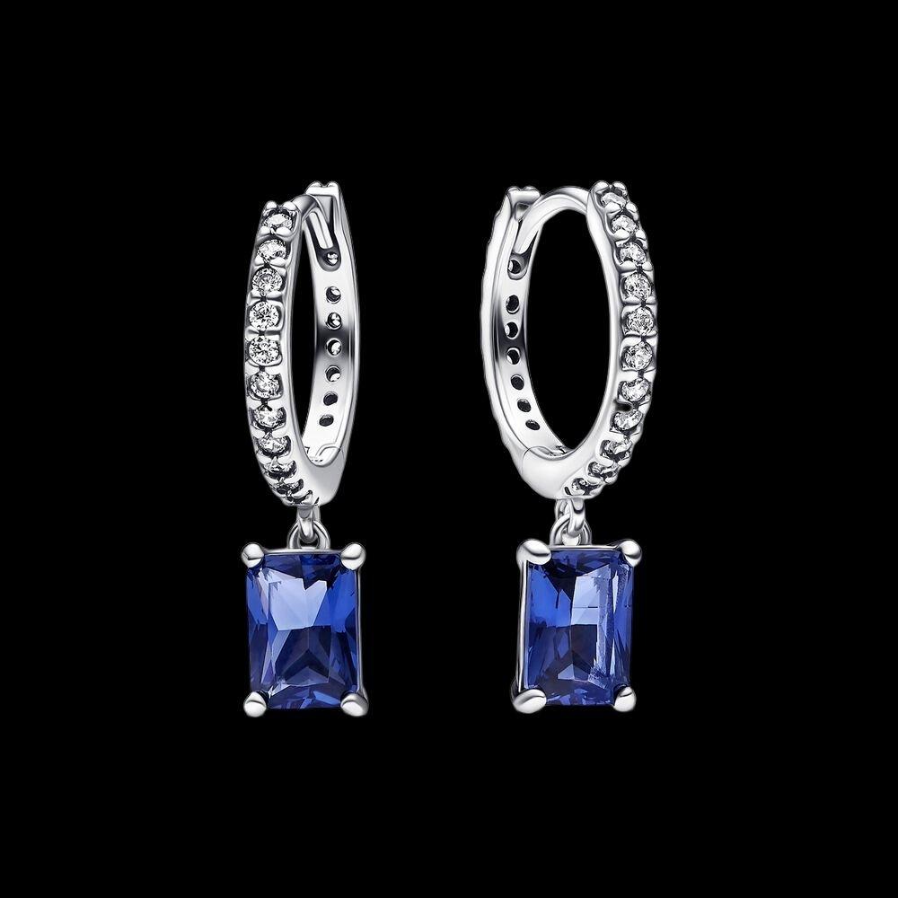 Pandora Timeless Créoles Scintillantes Rectangulaires Bleues 292381C01
