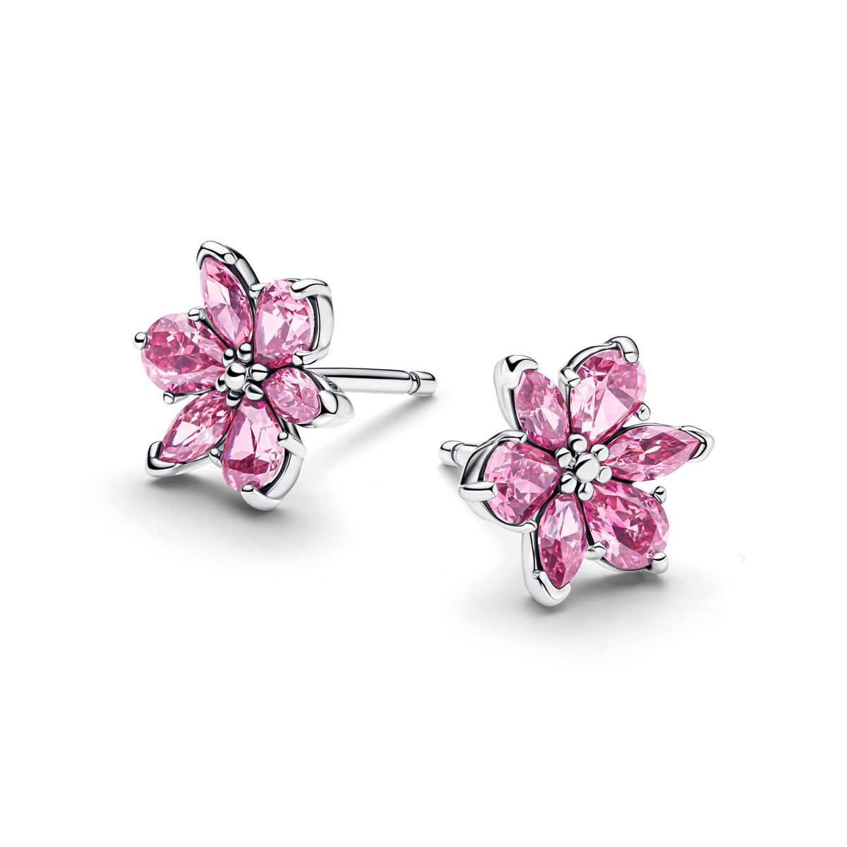 Pandora Timeless Clous d’Oreilles Fleur Rose Scintillante Herbier 292633C02