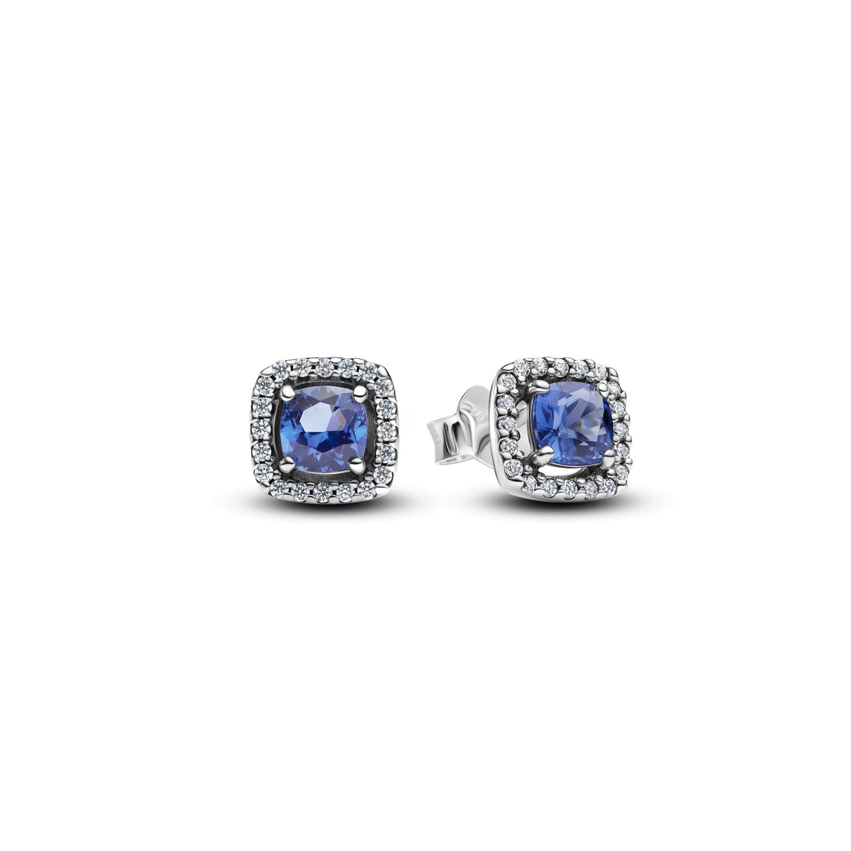 Pandora Timeless Clous d'Oreilles Halo Bleu Carré Scintillant 293551C01
