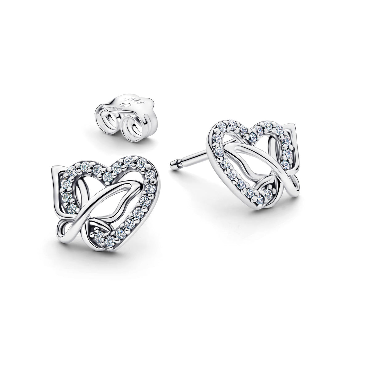 Pandora Moments Clous d’Oreilles Cœur & Papillon Entrelacés 294476C01