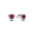 Pandora Timeless Clous d'Oreilles Cœurs Surélevés Rouges 298427C04