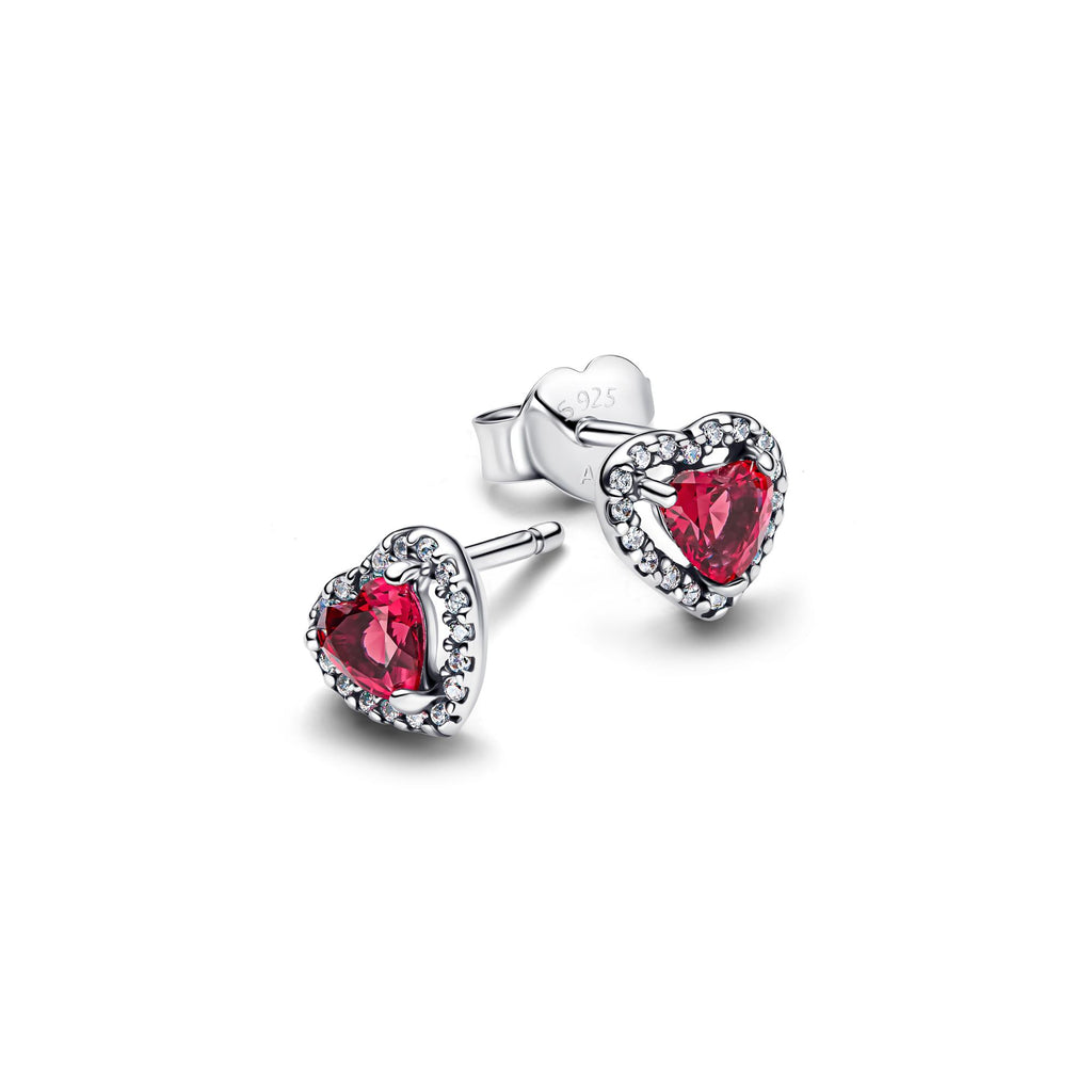 Pandora Timeless Clous d'Oreilles Cœurs Surélevés Rouges 298427C04