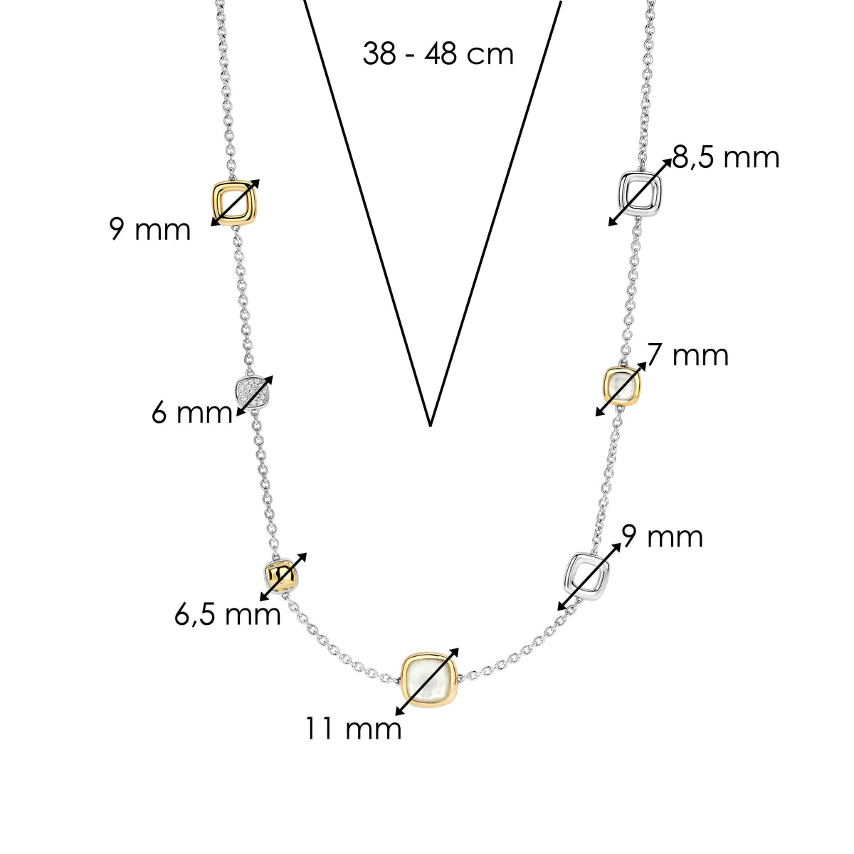 Ti Sento Milano Collier Coussin et rectangle 34080MW
