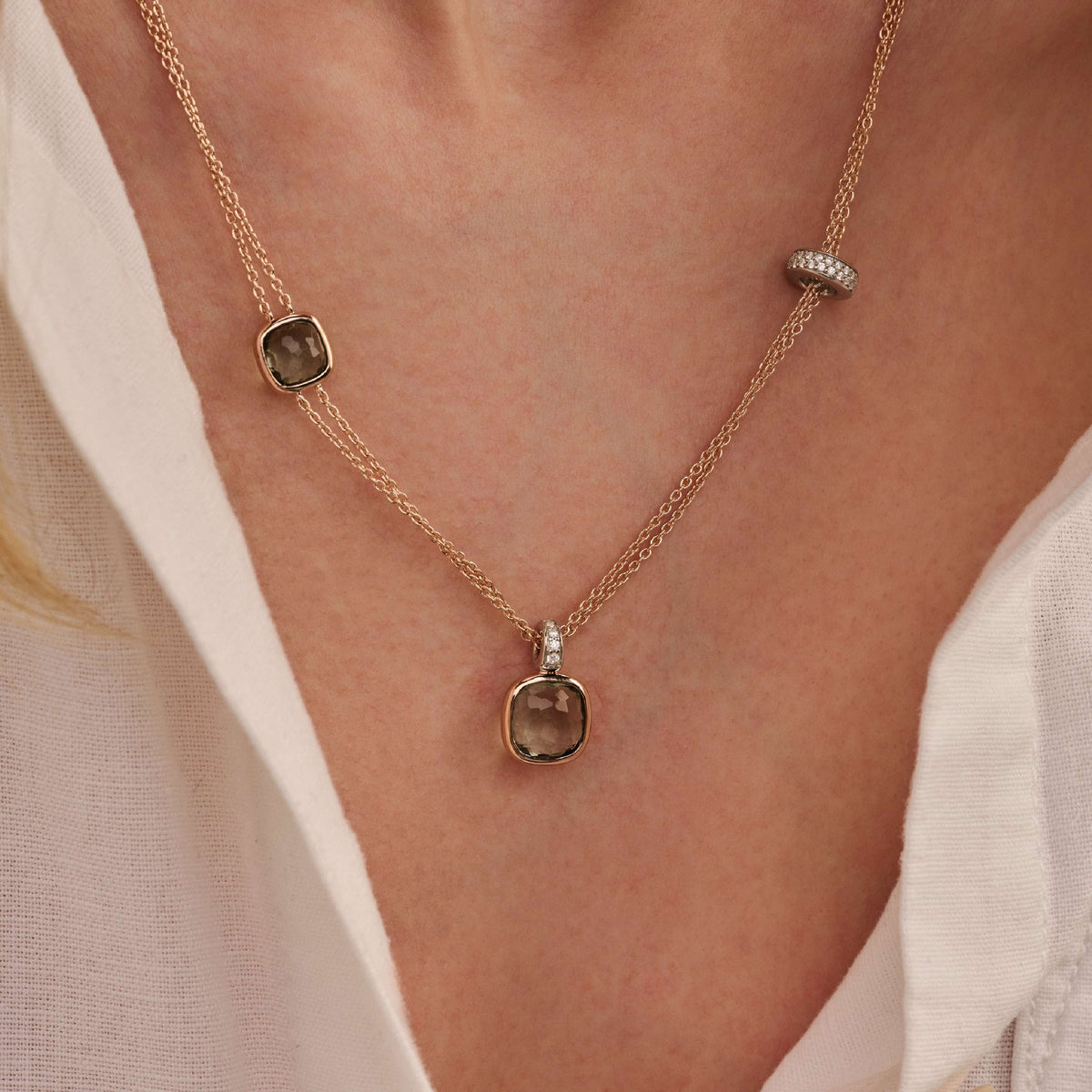 Ti Sento Milano Collier Coussin et rectangle 34122GR