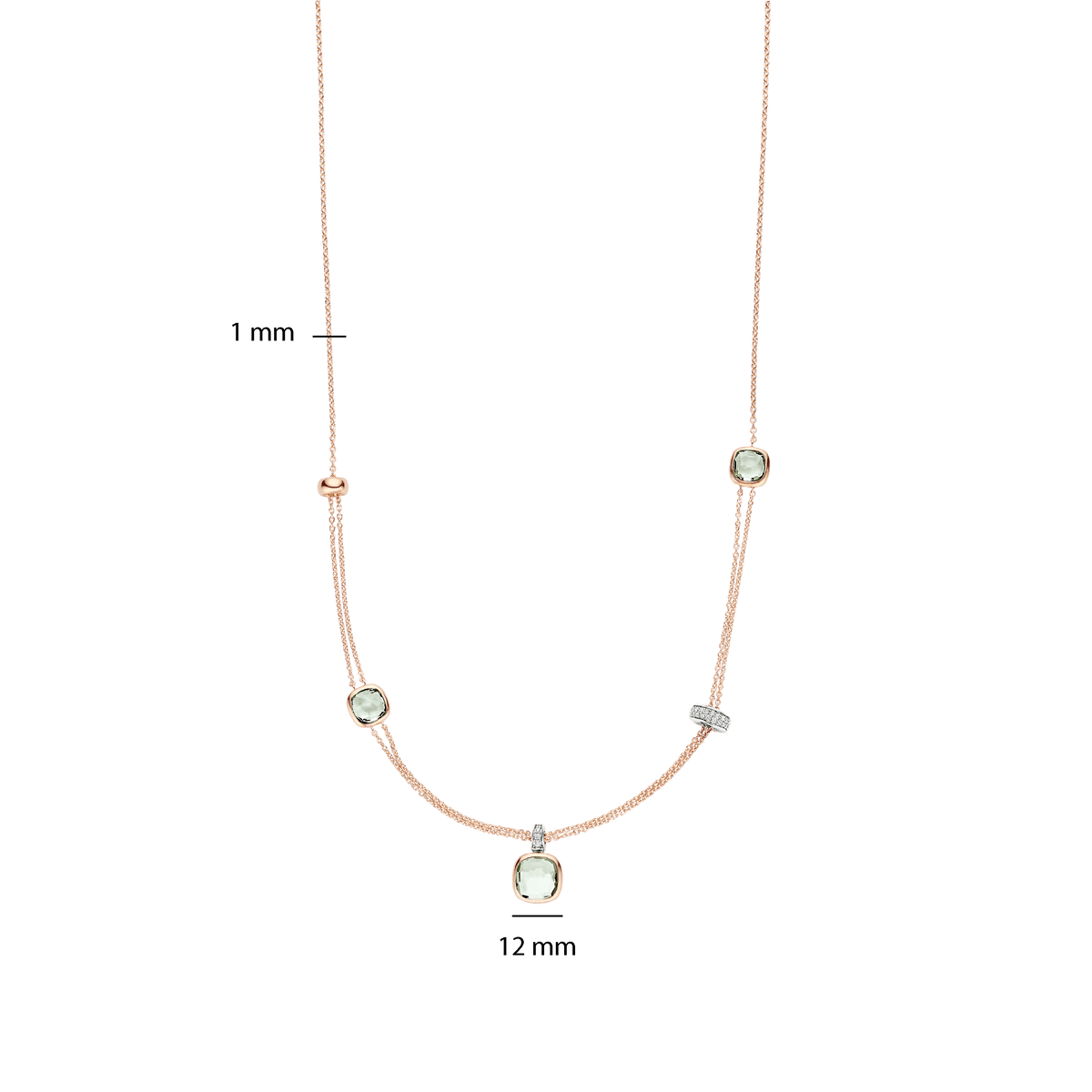 Ti Sento Milano Collier Coussin et rectangle 34122GR