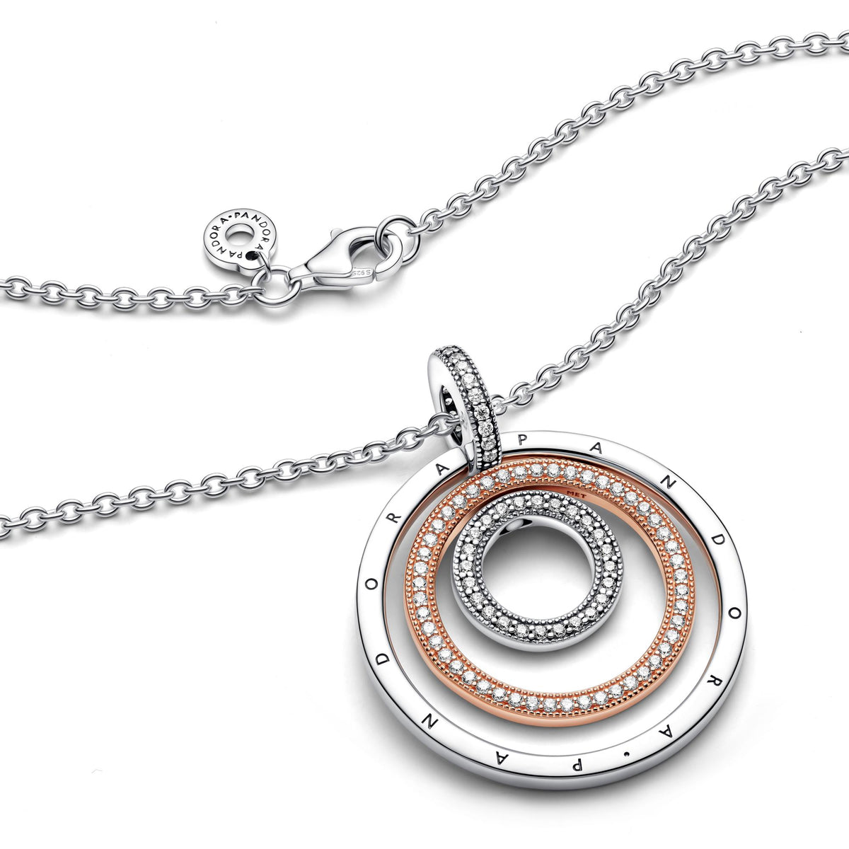 Pandora Signature Pendentif & Collier Cercles Bicolores 389483C01-60