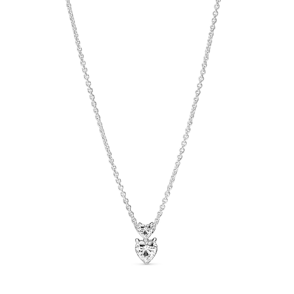 Pandora Timeless Collier Scintillant Pendentif Cœur Double 391229C01-45