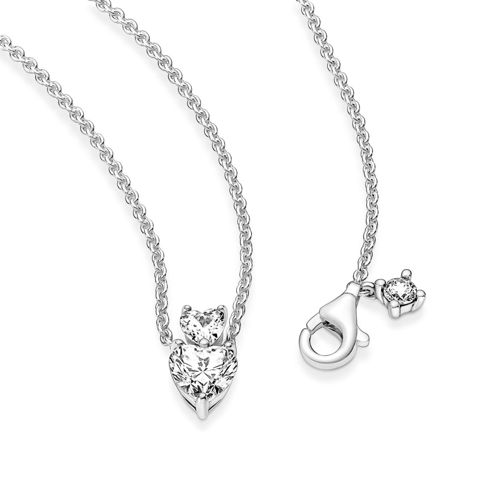 Pandora Timeless Collier Scintillant Pendentif Cœur Double 391229C01-45