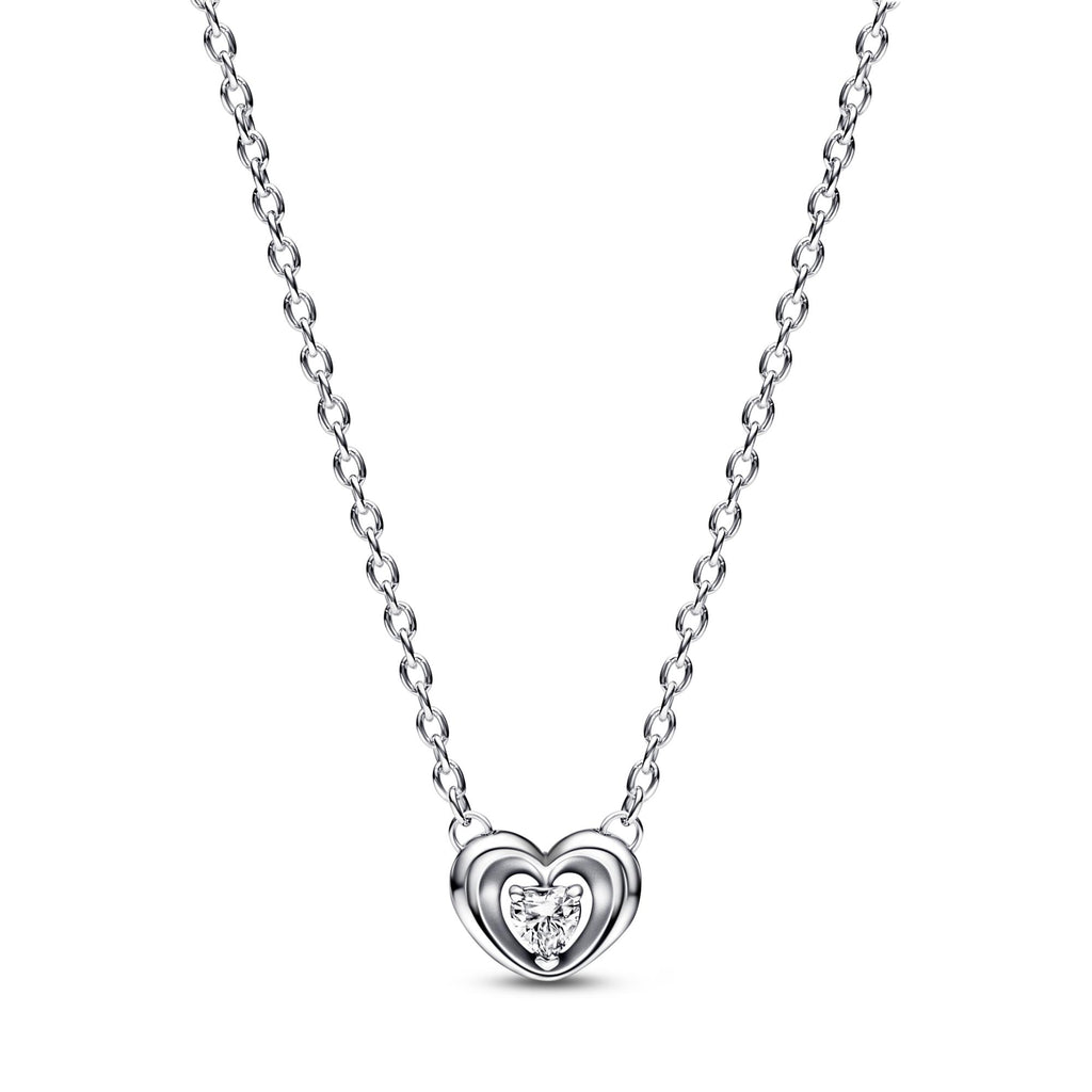 Pandora Moments Stralend hart en zwevende steenhanger halsketting 392494C01-45
