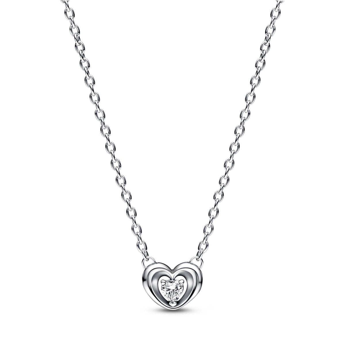 Pandora Moments Stralend hart en zwevende steenhanger halsketting 392494C01-45