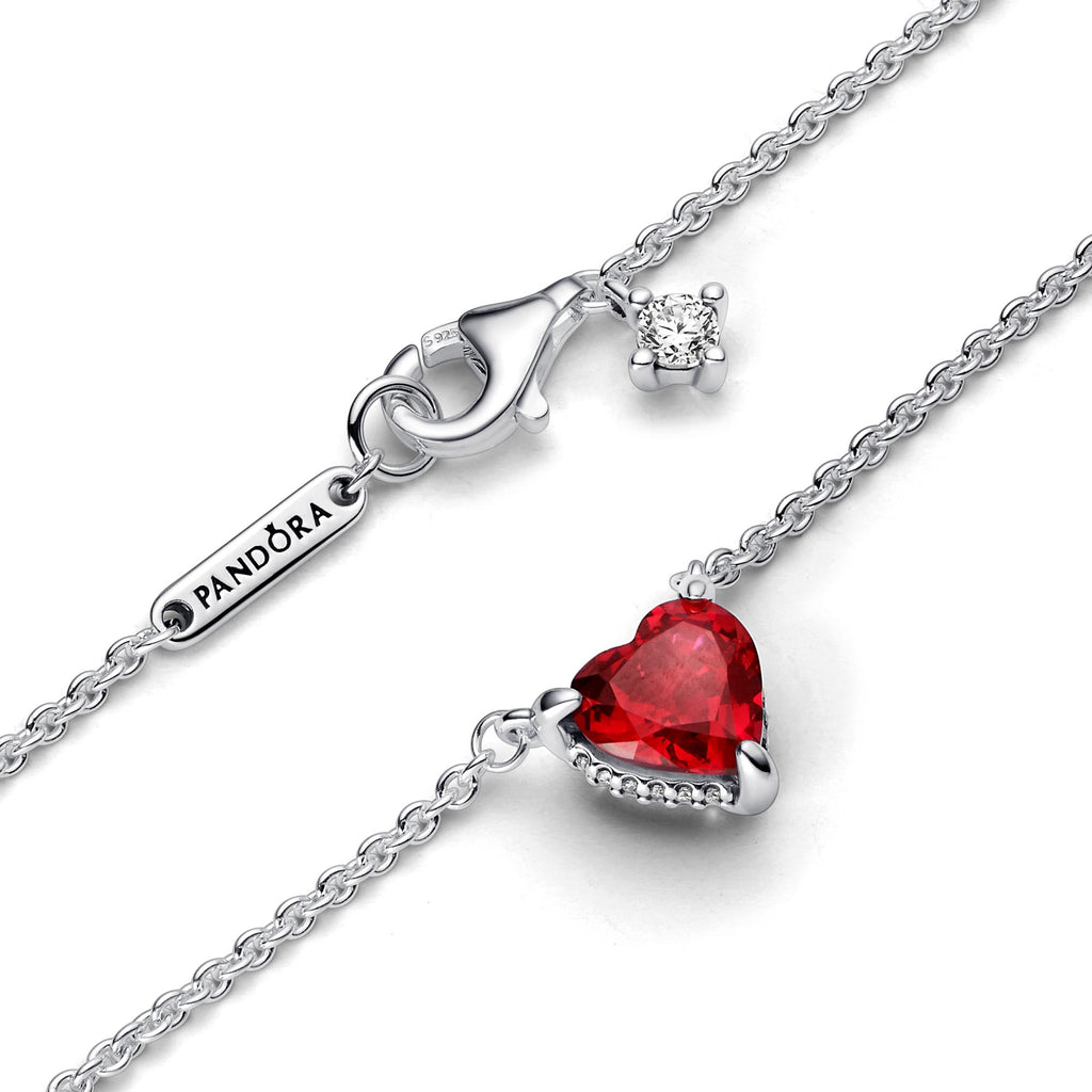 Pandora Timeless Sprankelende halsketting met hartvormige halohanger 392542C01-45