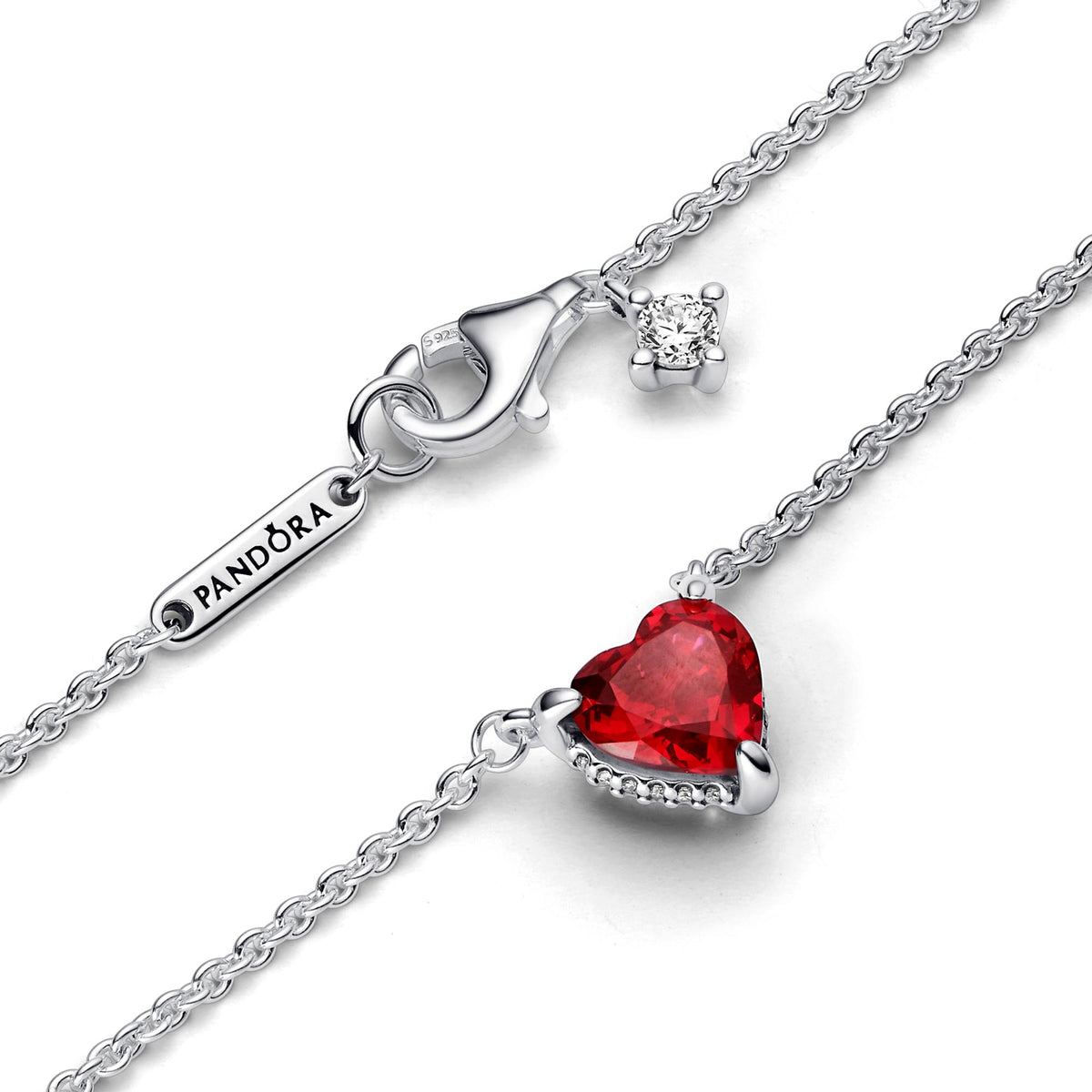 Pandora Timeless Sprankelende halsketting met hartvormige halohanger 392542C01-45