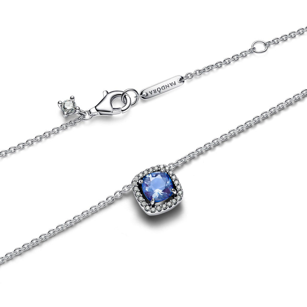 Pandora Timeless Collier à Pendentif Halo Bleu Carré Scintillant 393560C01-45