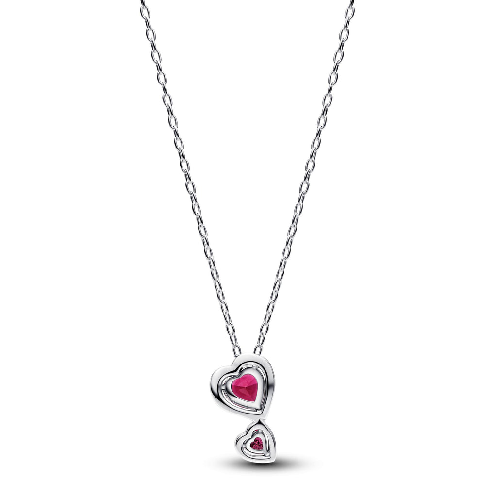 Pandora Timeless Collier à Pendentif Cœurs Halo Rouge 393658C01-60