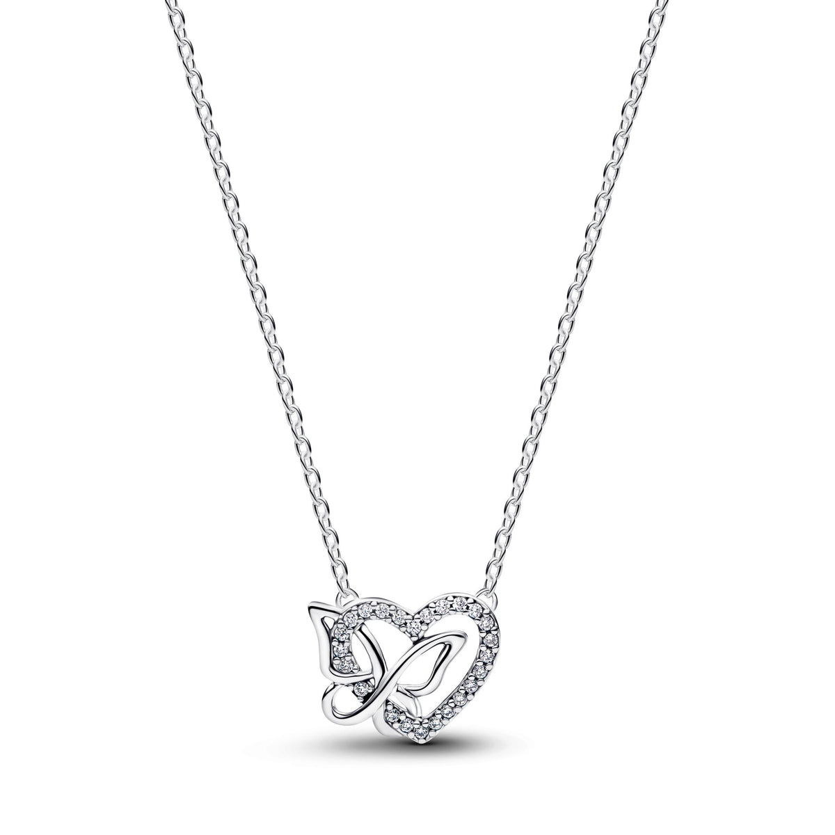 Pandora Moments Collier à Pendentif Cœur & Papillon Entrelacés 394477C01-45