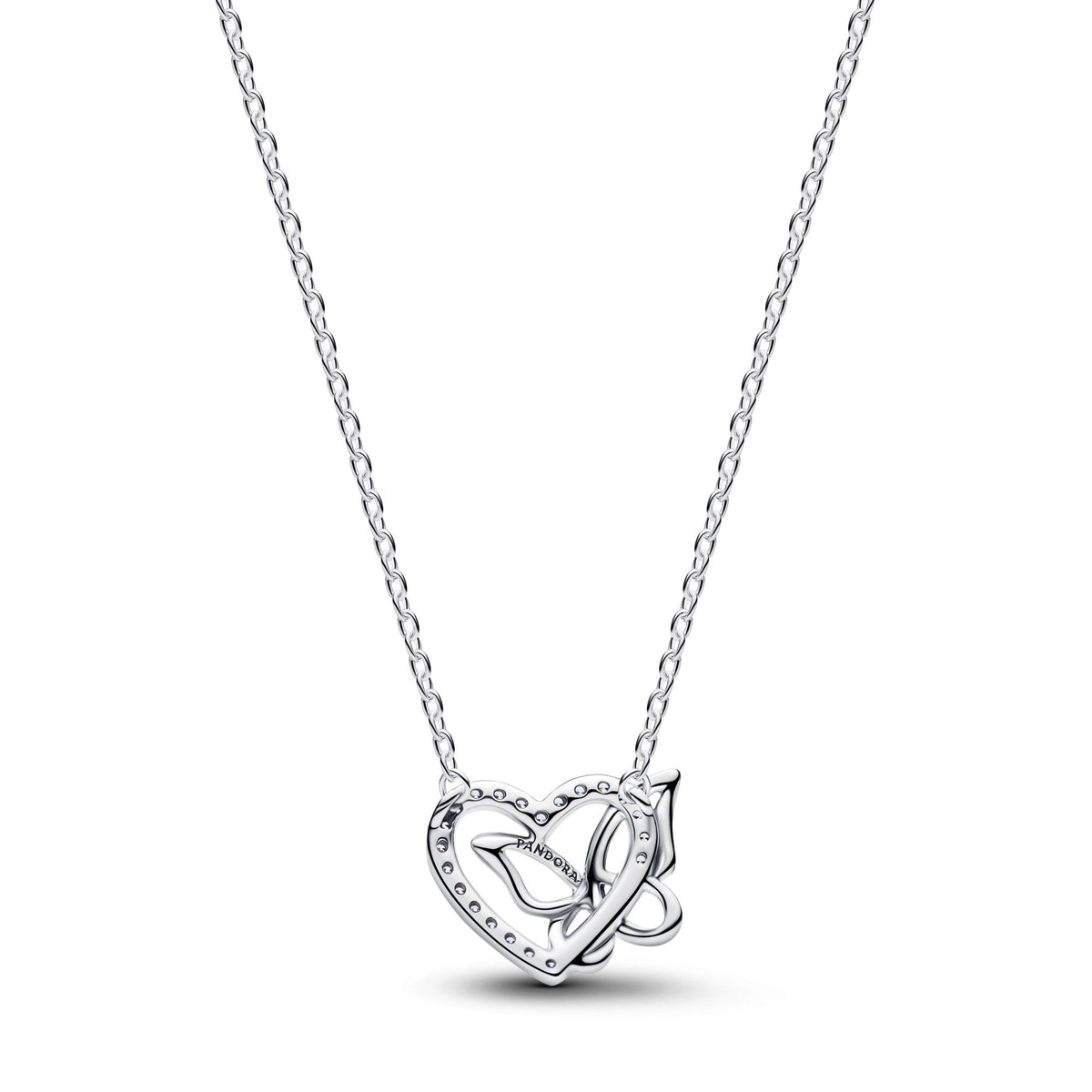 Pandora Moments Collier à Pendentif Cœur & Papillon Entrelacés 394477C01-45