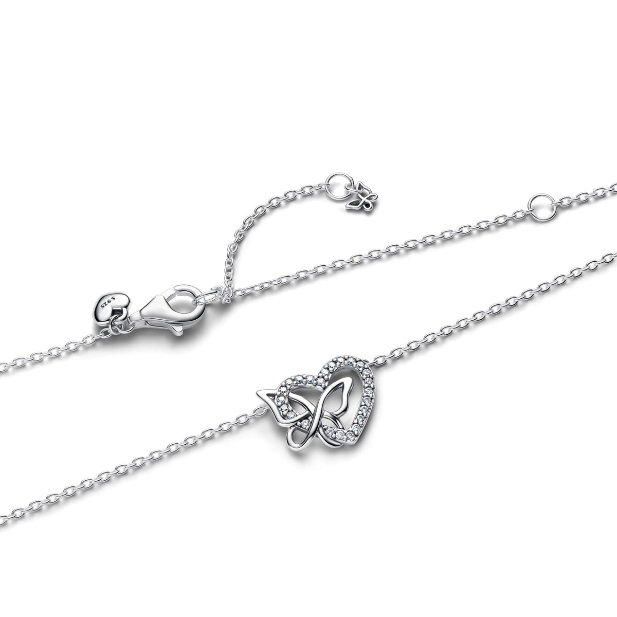 Pandora Moments Collier à Pendentif Cœur & Papillon Entrelacés 394477C01-45
