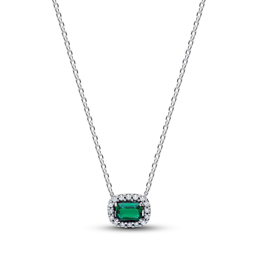 Pandora Timeless Collier à Pendentif Halo Vert Scintillant Rectangulaire 394503C01-45