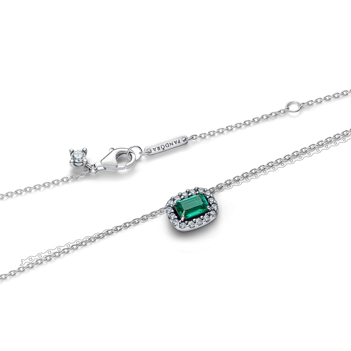 Pandora Timeless Collier à Pendentif Halo Vert Scintillant Rectangulaire 394503C01-45