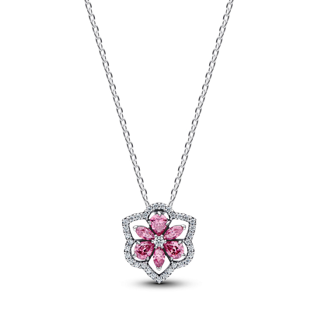 Pandora Timeless Collier à Pendentif Fleur Rose Scintillante Herbier 394576C01-45