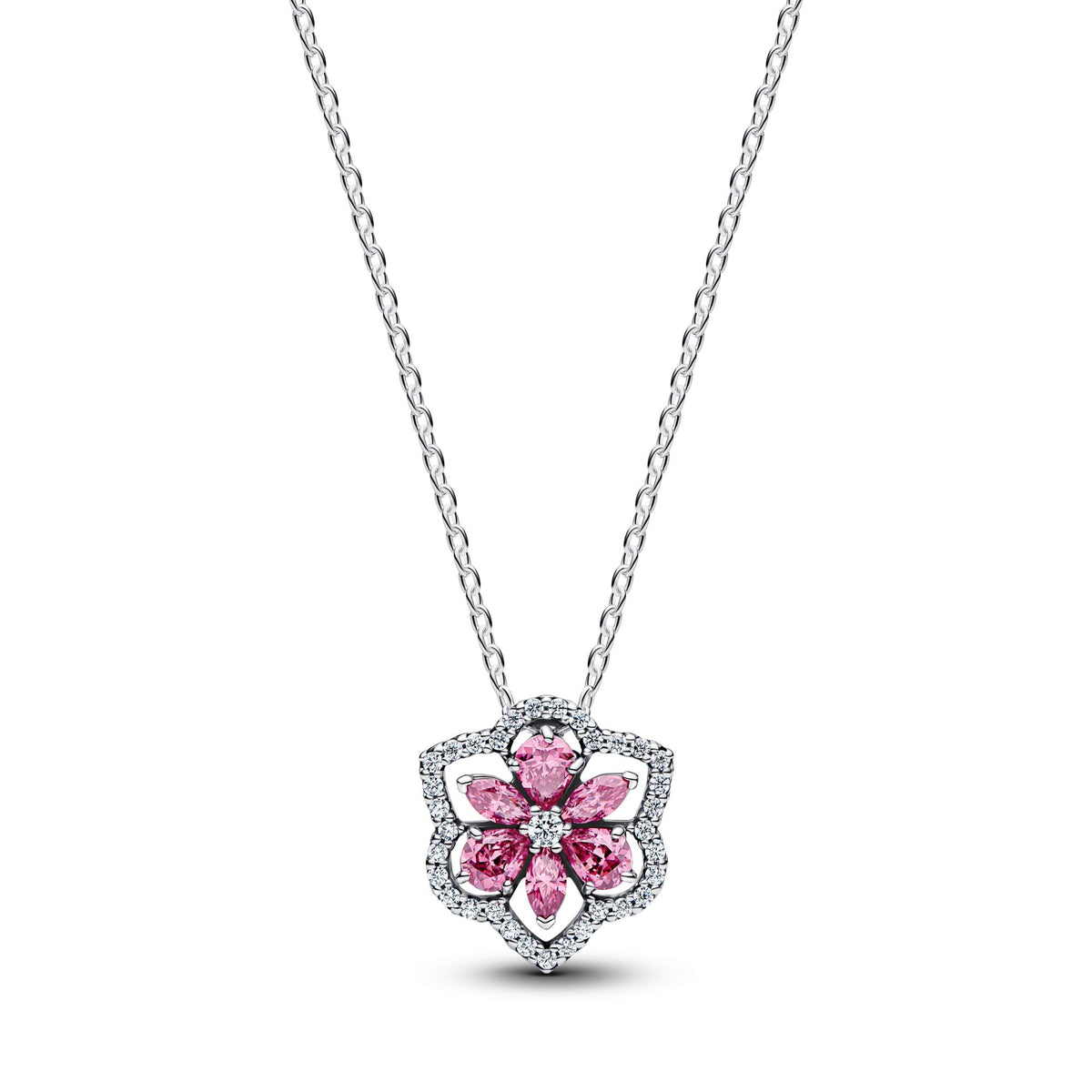 Pandora Timeless Collier à Pendentif Fleur Rose Scintillante Herbier 394576C01-45