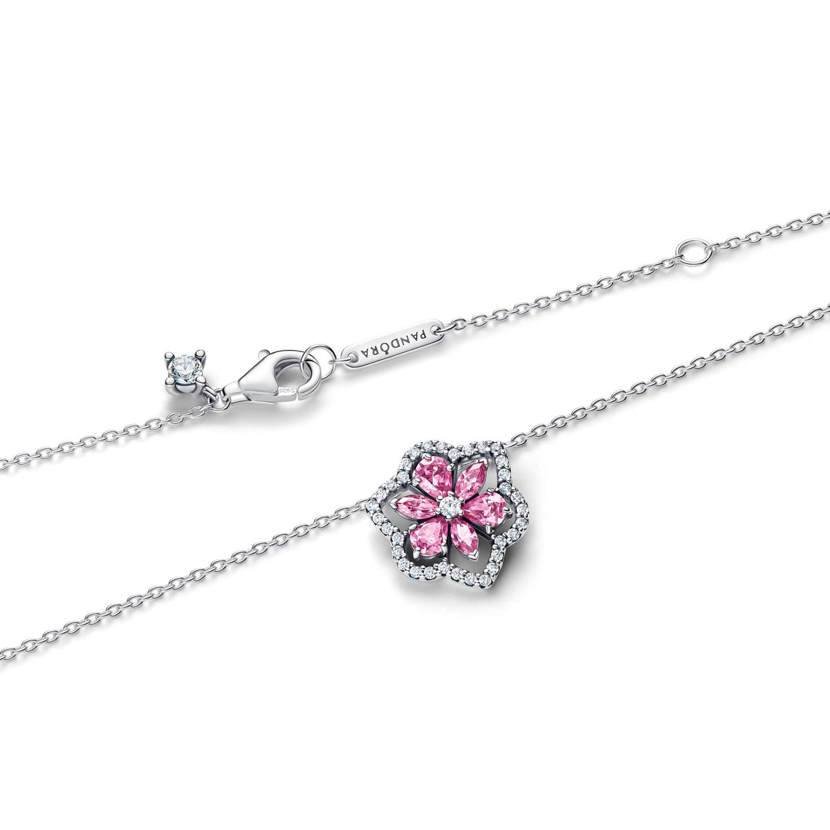 Pandora Timeless Collier à Pendentif Fleur Rose Scintillante Herbier 394576C01-45