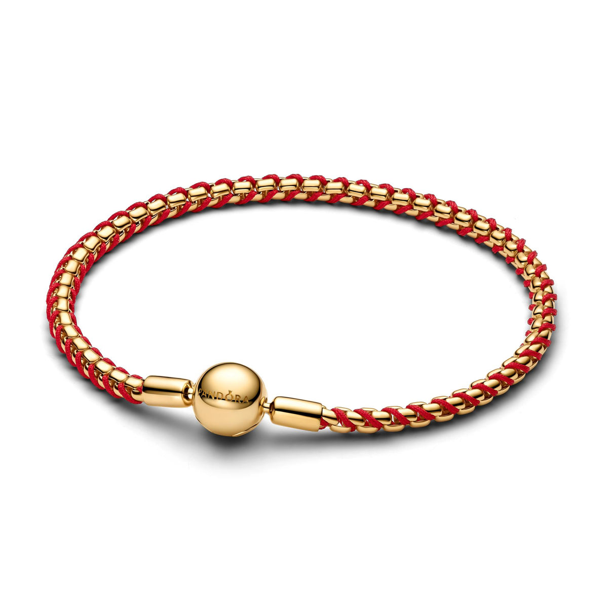 Pandora Moments Bracelet Maille Serpent Cordon Rouge 563816C01