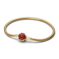 Pandora Disney Bracelet Maille Serpent Disney La Belle et La Bête Rose Enchantée 564019C01
