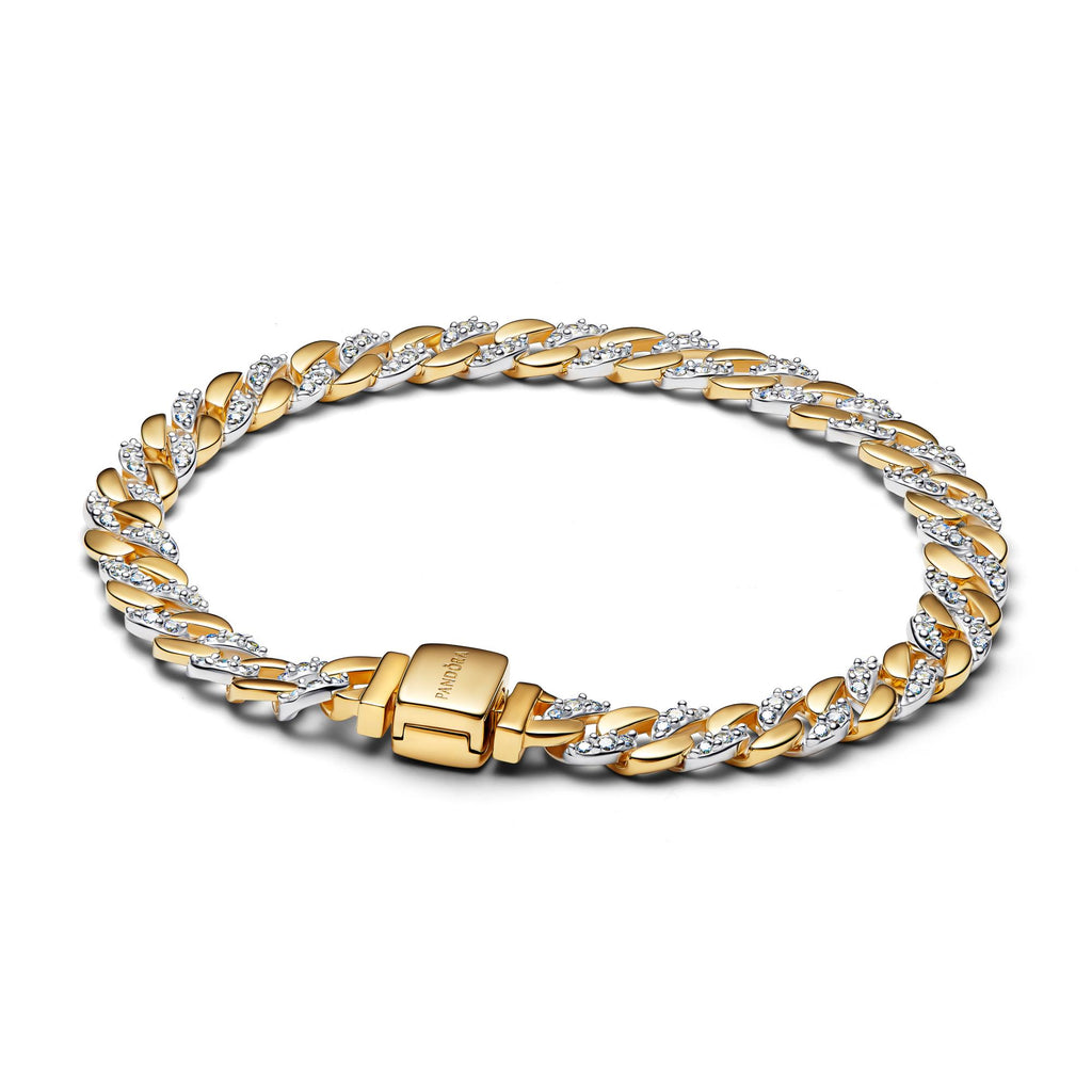 Pandora Timeless Bracelet Maille Cubaine Pavée Bicolore 564229C01