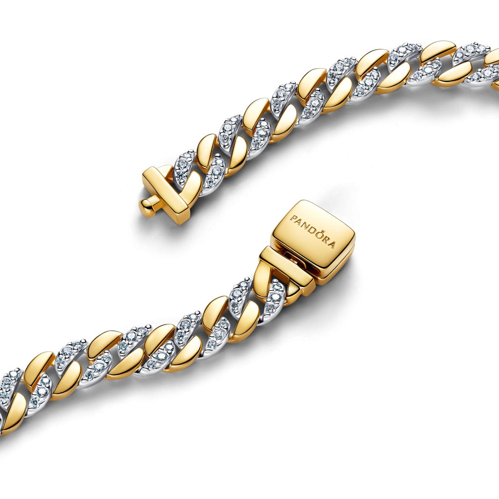 Pandora Timeless Bracelet Maille Cubaine Pavée Bicolore 564229C01