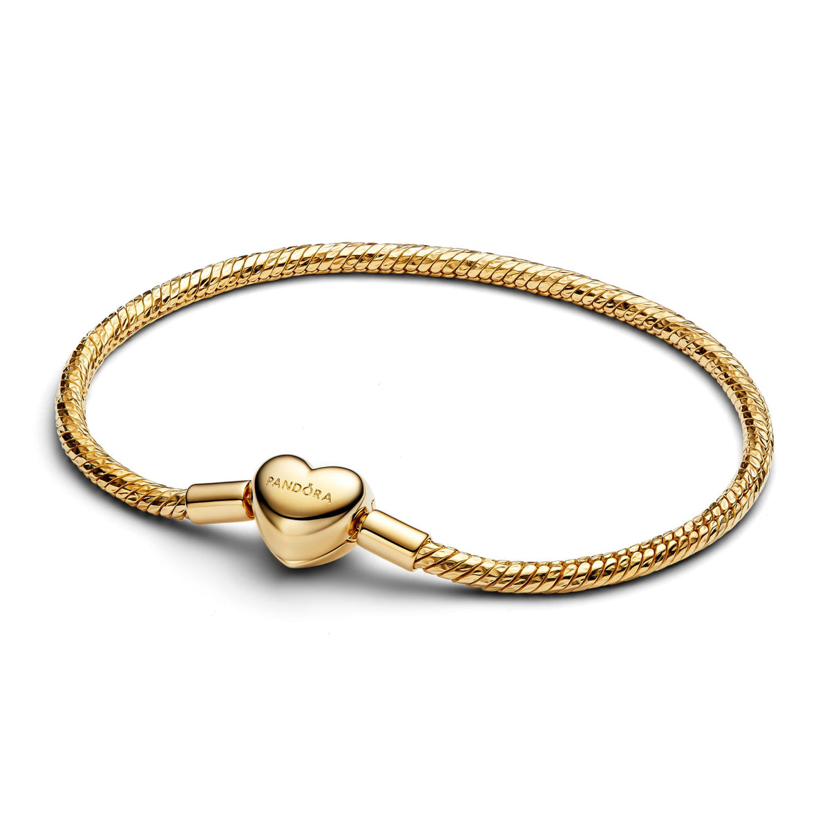 Pandora Moments Bracelet Maille Serpent Facetté Fermoir Cœur 564236C00