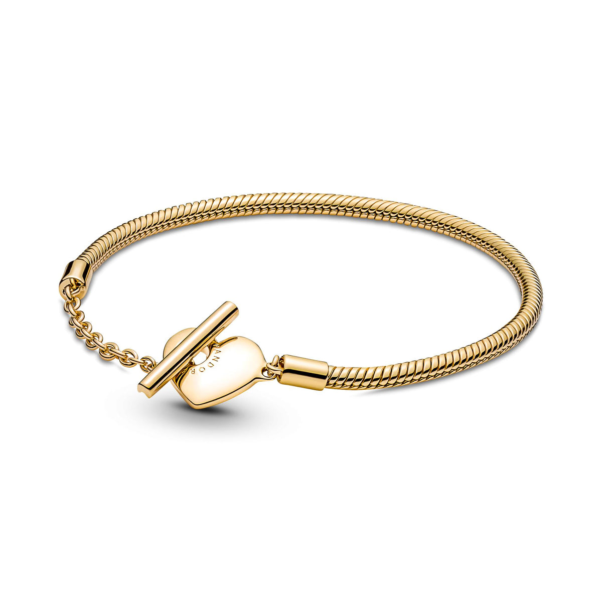 Pandora Moments Bracelet Maille Serpent Barre en T Cœur 569285C00