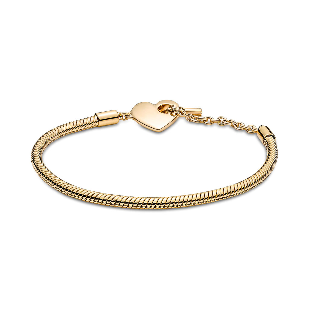 Pandora Moments Bracelet Maille Serpent Barre en T Cœur 569285C00