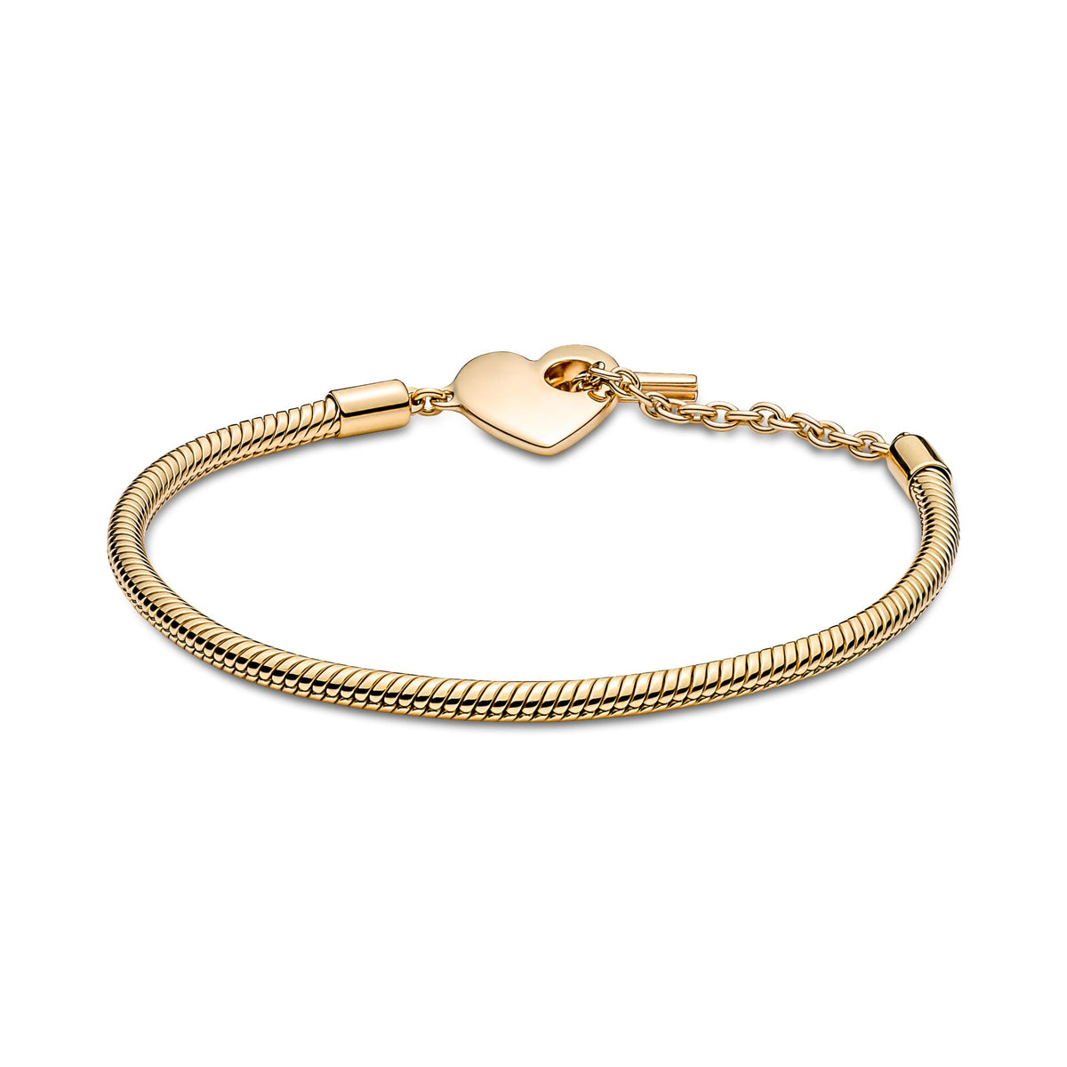 Pandora Moments Bracelet Maille Serpent Barre en T Cœur 569285C00