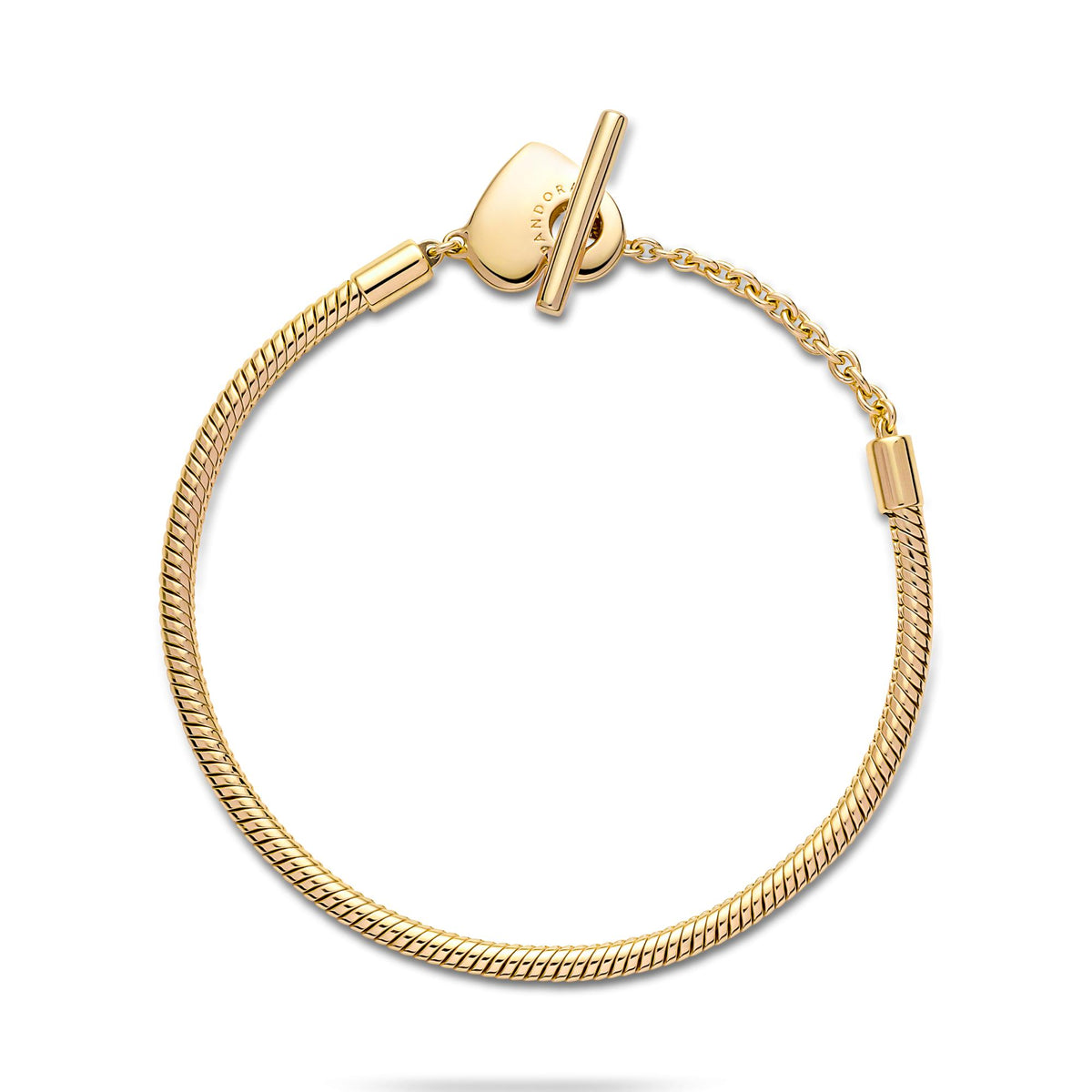 Pandora Moments Bracelet Maille Serpent Barre en T Cœur 569285C00