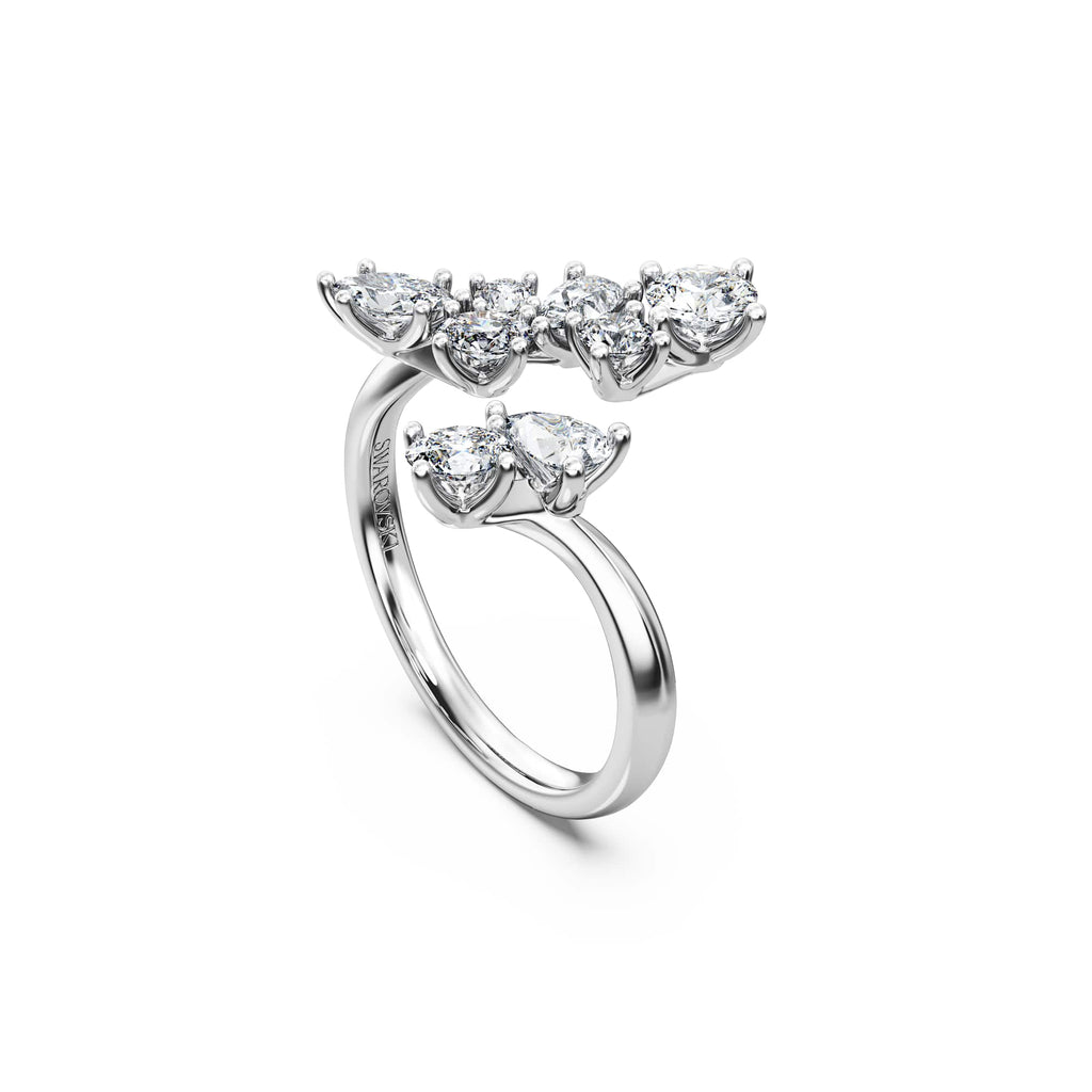 Swarovski Bague bypass Galaxy, diamants de synthèse 1,25 ct tw, or blanc 18 carats