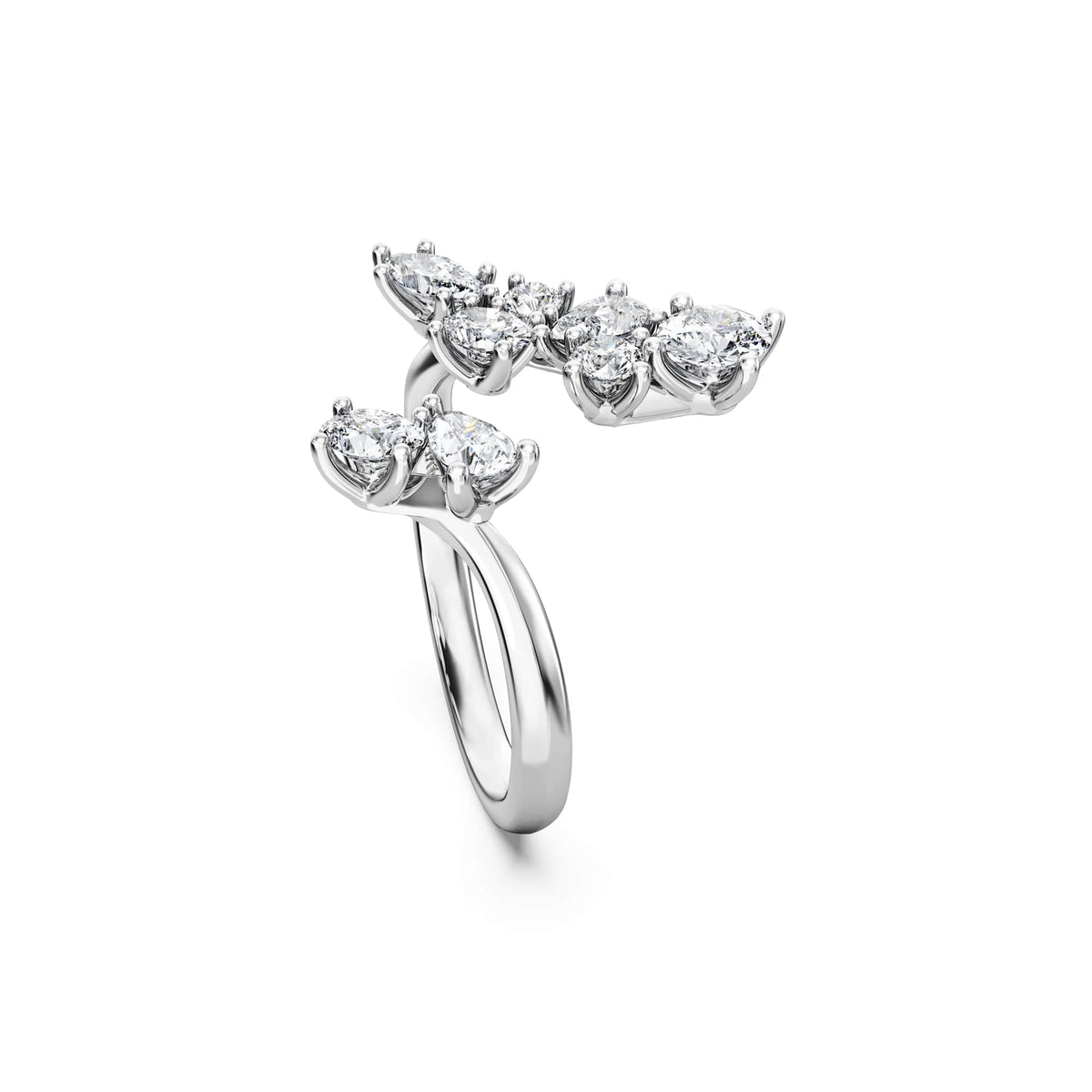 Swarovski Bague bypass Galaxy, diamants de synthèse 1,25 ct tw, or blanc 18 carats