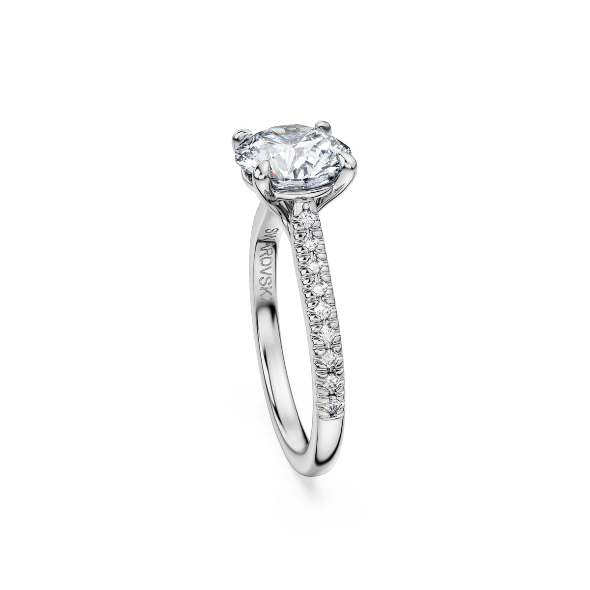 Swarovski Bague solitaire Eternity, diamants de synthèse 2,2 ct tw, or blanc 18 carats