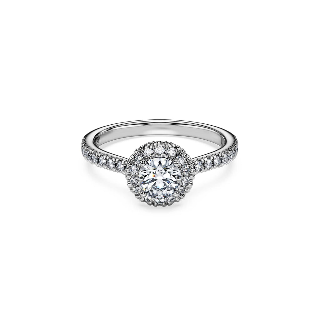 Swarovski Bague solitaire halo Eternity, diamants de synthèse 0,8 ct tw, or blanc 18 carats
